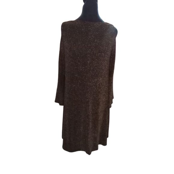 Nina Leonard Women's Size Medium Black & Gold Sparkle Knee Length Dress - Picture 2 of 8